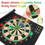 WIn SPORTS Magnetic Dart Board Kids Game,Two Sided Roll Up Dartboard,Indoor Outdoor Game,15 Inch Kids Darts Board,Includes 12 Magnetic Safe Darts,Easily Hangs Anywhere