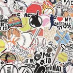 50 Pieces Baseball Stickers, Baseball Vinyl Stickers Decals for Water Bottle, Helmet, Laptop, Phone, Baseball Gifts, Baseball Party Favors, Sport Stickers Baseball Decorations for Kids Teens Boy