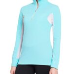 TuffRider Women’s Ventilated Technical Long Sleeve Sport Shirt with Mesh, Aqua, Large