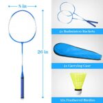 8 Pieces Badminton Rackets Set with 12 Badminton 4 Carrying Bag Shuttlecocks Lightweight Badminton Racquets Badminton Equipment Badminton Set for Adults and Teenagers