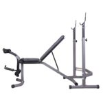 Body Champ Weight Bench with Leg Extension Attachment, 2-Piece Combo Adjustable Bench Press, Workout Bench and Squat Rack BCB3780, Gray/Silver