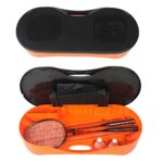 Livebest Portable Badminton Net Set Storage Box Base with 2 Battledores 2 Shuttlecocks Large 10×5 Feet Net for Ball Games Outdoor Team Sports (Orange)