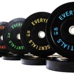 Signature Fitness 2″ Olympic Bumper Plate Weight Plates with Steel Hub, 260LB Set (2X 10/15/25/35/45LB), Black