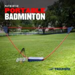 Triumph Sports Patriotic Portable Badminton Set with Freestanding Base Sets Up on Any Surface in Seconds – No Tools or Stakes Required, Multi