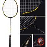 Senston – 100% Carbon Fiber Badminton Racquets Set – Includes 1 Badminton Bag / 2 Rackets / 2 Grips (White + Black)