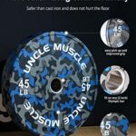 Uncle Muscle Camo Bumper Plates 45LB Pair, Olympic Weight Plates with Steel Hub for Strength Training, Weightlifting, Crossfit, Squats, Home Gym