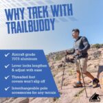 TrailBuddy Lightweight Trekking Poles – 2-pc Pack Adjustable Hiking or Walking Sticks – Strong Aircraft Aluminum – Quick Adjust Flip-Lock – Cork Grip, Padded Strap