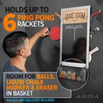 JOOLA Game Room Organizer and Dart Scoreboard includes Ping Pong Paddle Holder for 6 Rackets, Table Tennis Ball Basket, Black Dry Erase Board with White Liquid Chalk Markers, & Hanging Hardware