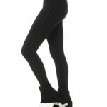 YYA Figure Skating Pants High Waist Non-Stick Waterproof Stretch Soft Practice Leggings for Girls Kids, 5-6 Years Black