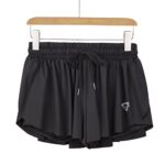 luogongzi 2 in 1 Flowy Running Shorts for Women Gym Yoga Athletic Workout Hiking Preppy Clothes Spandex Comfy Lounge Sweat Skirt Casual Summer (S, Black)
