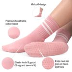 Pilates Socks Yoga Socks with Grips for Women Non-Slip Grip Socks for Pure Barre, Ballet, Dance, Workout, Hospital,4 Pairs Assorted,S-M