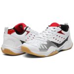 LUPWEE Pickleball Shoes for Men Women All Court Tennis Shoes Lightweight Indoor Outdoor Court Training Racketball Squash Volleyball Sneaker Shoes White-Red M9.5