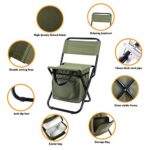 LEADALLWAY Fishing Chair with Cooler Bag Foldable Compact Fishing Stool,Green