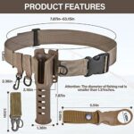 Fishing Wading Belt Rod Holder, Adjustable Wader Fishing Waist Belt for Fly Surf Casting Spinning Fishing Pole Fishing Tackle Gear (Khaki)