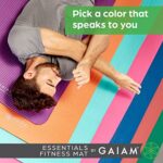 Gaiam Essentials Thick Yoga Mat Fitness & Exercise Mat With Easy-Cinch Carrier Strap, Teal, 72″L X 24″W X 2/5 Inch Thick