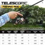 PLUSINNO Telescopic Fishing Rod Reel Combos Full Kit, Spinning Fishing Gear Organizer Pole Sets Line Lures Hooks Reel Fishing Carrier Bag Case Accessories (Full Kit with Carrier Case, 1.8M 5.91FT)