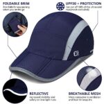 GADIEMKENSD Baseball Cap Nylon Running Cap Outdoor Sports Hat for Men Women Adjustable Quick Drying Reflective Foldable UPF50+ Breath Mesh Water Repellency Race Performance Lightweight Navy