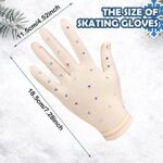 Hungdao 2 Pairs Figure Skating Gloves with Rhinestone Decoration Ice Skating Gloves for Women Girls Winter Skate Competition Accessories Test Show Practice Performance Dance, Medium Size