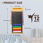 Tilhumt 12 Belts Karate Belt Display Rack with Photo Shelf, Felt Taekwondo Belt Display Holder Martial Arts Belt Display for Kids and Adults TKD, BJJ, Kungfu