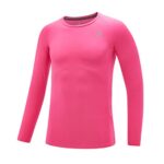 DEVOROPA Youth Boys Compression Thermal Shirt Long Sleeve Fleece Baselayer Soccer Baseball Undershirt Pink M