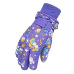 Winter Gloves for Kids Waterproof Boys Girls Snow Ski Gloves Toddler Snowboarding Gloves Windproof Purple S