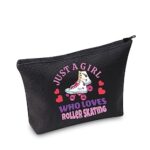 CMNIM Roller Skating Gifts for Girls Just a Girl Who Loves Roller Skating Cosmetic Makeup Bag Gifts for Roller Skaters Girls (Roller Skating black)