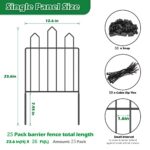 Garden Fence 25 Pack, 25ft (L) x 23.6in (H) No Dig Garden Decorative Fence, Rustproof Metal Wire Garden Fence Border for Outdoor Yard Landscape Patio, Small Animal Barrier Fence for Dog Rabbit Pet