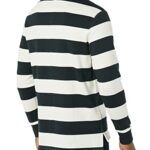 Amazon Essentials Men’s Organic Cotton Long Sleeve Rugby Top (Previously Amazon Aware), Black/White, Stripe, Large