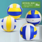 6 Pack Official Size 5 Volleyballs Volley ball inflatable with pump for womens, mens, girls, ages 8-14, youth, teen and adult, for outdoor, indoor, beach, pool, water and sand, soft volleyball