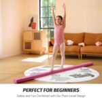 ZELUS 8′ Folding Gymnastics Balance Beam, Floor Balance Beam w/Carry Handles Anti-Slip Base, Beginners & Professional Gymnasts (8 ft, Pink)