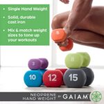 Gaiam Dumbbell Hand Weight (Sold in Singles) – Neoprene Coated Exercise & Fitness Dumbbell for Home Gym Workouts and Strength Training – Free Weights for Women and Men (8lb, Green)