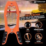 FARWATER Canoe Anchor Grip – Boat, Float Tube & Kayak Fishing Accessories, Kayaking Equipment – Brush Clamp Anchor with Teeth – Gripper with 15ft Paracord – Rubber Grips – Coated Steel – Matte Orange