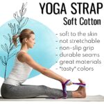 [NEW 2023] TECEUM Yoga Strap – Cotton – 6 ft 8 ft 10 ft (15+ colors) – Adjustable Non-Slip Belt for Daily Yoga Practice, Pilates, Stretching, Physical Therapy, Fitness & Home Workout – For All Levels