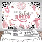 Mocsicka Cowgirl First Birthday Backdrop Girls My First Rodeo Pink Western 1st Birthday Party Decorations Vinyl Mexican Cactus This is My First Rodeo Photo Backdround Props (7x5ft)