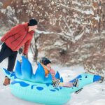 Parentswell Inflatable Dinosaur Snow Tube, 75in Giant Stegosaurus Snow Tubes with Reinforced Handles & Double-Layer Bottom, Heavy Duty Snow Tubes Winter Snow Sled for Kids and Adults