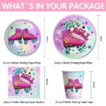 APOWBLS Roller Skate Birthday Plates And Napkins Party Supplies – Roller Skating Party Decorations Tableware, Let’s Roll Plates, Napkins, Cups, Pink Roller Skate Party Supplies For Girls | Serve 24