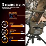 TIDEWE Hunting Chair Heated with Seat Cover & Battery, 360 Degree Silent Swivel Blind Folding Chair, 4 Legs Adjustable Height Hunting Seats with Armrest, Portable Stable Ground Hunting Chair