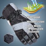 JEKOSEN Ski Gloves 2022 Mens Women Waterproof Touchscreen Snowboard Gloves Snow Cold Weather Winter Keep Warm Gloves with Anti-Lost Wrist Leashe White Medium