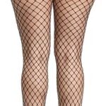 CozyWow Soft & Stretchy High Waist Fishnet Tights Partterned Fishnets Garter Stockings for Women(A-Black-Middle Hole)