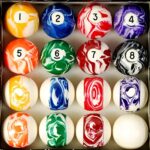 Iszy Billiards Pool Balls – 16 Piece Cue Ball Set for Pool Table and Display – 2 1/4 Inch, 6 Ounce Regulation Size Billiard Balls – Marble Style