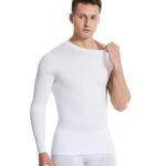 New Compression Shirts for Men 1/2 One Arm Long Sleeve Athletic Base Layer Undershirt Gear T Shirt for Workout Basketball (Medium,White-1)