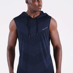 NELEUS Men’s Workout Tank Tops Sleeveless Running Shirts with Hoodie,5098,3 Pack,Black/Grey/Navy Blue,XL