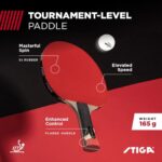 STIGA Pro Carbon Performance-Level Table Tennis Racket with Carbon Technology for Tournament Play – Red and Blue Colors