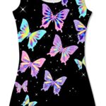 TUONROAD Gymnastics Leotards with Shorts for Girls Size 9-10 Years Old Colorful Butterflies Sparkly Biketards