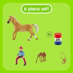 Schleich Farm World 2-Barrel Rodeo Racing Playset – Rodeo Racing Toy Set with Cowgirl and Horse, Realistic Western Rodeo Farm Animal Toys and Accessories, 6-Piece Kids Toy For Boys and Girls