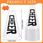 Meooeck 12 Pieces White Cheer Megaphone Noisemaker Bulk Party Accessory Plastic Cheerleading Small Megaphone Director Prop Noisemaker Toys for Sports Game Party Outdoor
