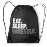 ChalkTalkSPORTS Wrestling Sport Pack Drawstring Bag | Eat Sleep Wrestle | Black