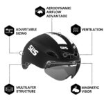 SLS3 Triathlon Helmet – Aero Bike Helmet with Removable Shield Visor Time Trial TT – Lightweight Aero Helmet Triathlon Road Cycling Helmets Men/Women – One Size 21-23 Inches, White