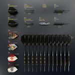 CC-EXQUISITE 12 X Darts Steel Tip Set – Gold & Black – 20/22g with 24 Flights & 18 shafts + Dart Tool, Rubber O-Rings – Fully Customizable