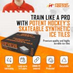 Potent Hockey Training Equipment – Self-lubricating Skateable Synthetic Ice Tiles Premium [10 Pack] – Easy-to-Install Expandable Artificial Rink – Dryland Floor for Skating & Stickhandling Practice
